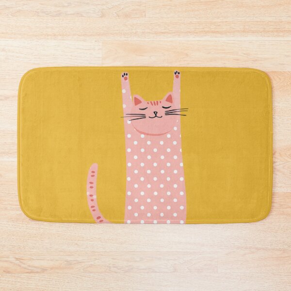 Item preview, Pink Cat with Raised Arms Polka Dots Scandinavian Kids designed and sold by MysticMarble.