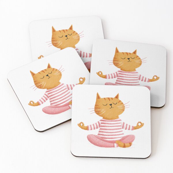 Item preview, Striped Cat Meditating Calm Kids Scandinavian Illustration designed and sold by MysticMarble.