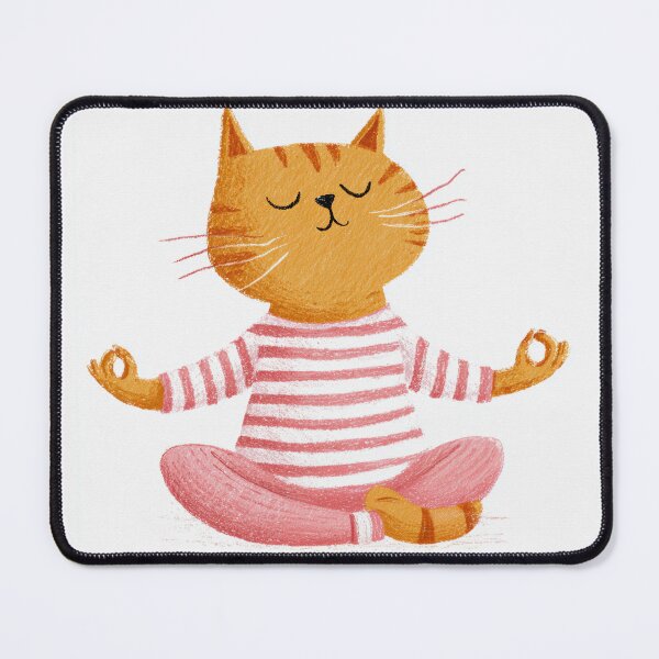 Item preview, Striped Cat Meditating Calm Kids Scandinavian Illustration designed and sold by MysticMarble.