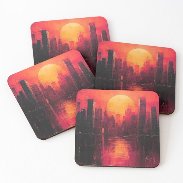 Item preview, Crimson City Sunset Reflection designed and sold by AITuneSphere.