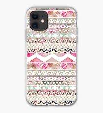 Girly Pink White Floral Abstract Aztec Pattern iPhone Case