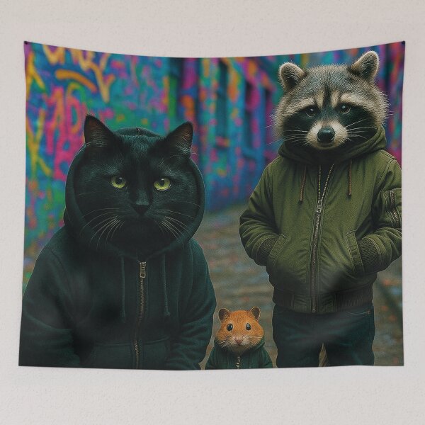 Item preview, Raccoon Cat and Co, cool street gang designed and sold by Mauswohn.
