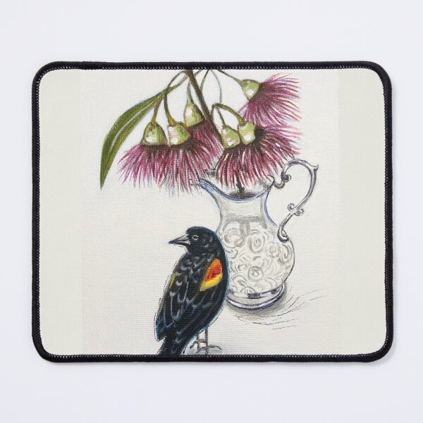 Item preview, Still life with black bird and gumtree flowers acrylic painting designed and sold by Tahnja Wolter.