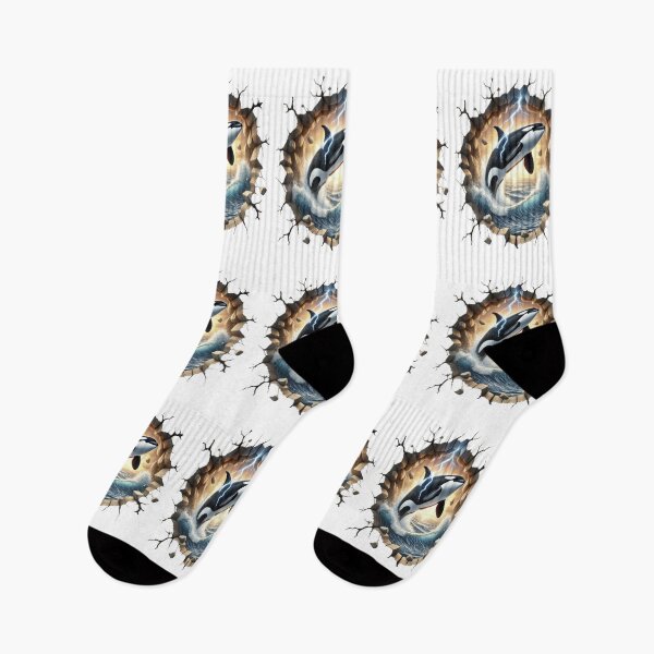 Item preview, Looking through a hole at a orca leaping out of the waves designed and sold by LoneAngel.