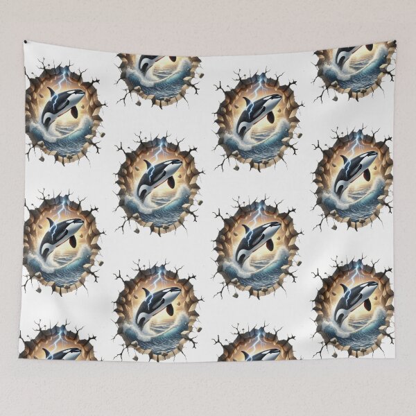 Item preview, Looking through a hole at a orca leaping out of the waves designed and sold by LoneAngel.