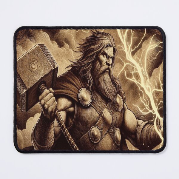 Item preview, Thor: God of Thunder Norse God Mythology T-Shirt Viking Deity Art Ancient Power & Symbol horror swords and shields and runes, classic t-shit designed and sold by blackdoggdesign.
