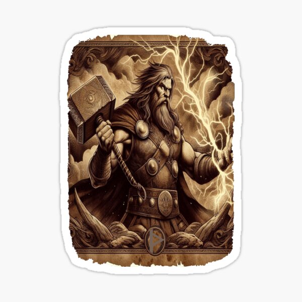 Artikel-Vorschau von Thor: Gott des Donners, nordischer Gott, Mythologie, T-Shirt, Wikinger-Gottheit, Kunst, antike Macht und Symbol, Horror-Schwerter, Schilde und Runen, klassisches T-Shirt, designt und verkauft von blackdoggdesign.