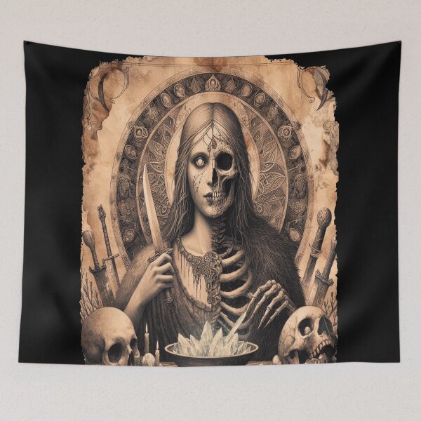 Item preview, Hel: Ruler of the Underworld Norse God Mythology T-Shirt Viking Deity Art Ancient Power & Symbol horror swords and shields and runes, classic t-shit designed and sold by blackdoggdesign.