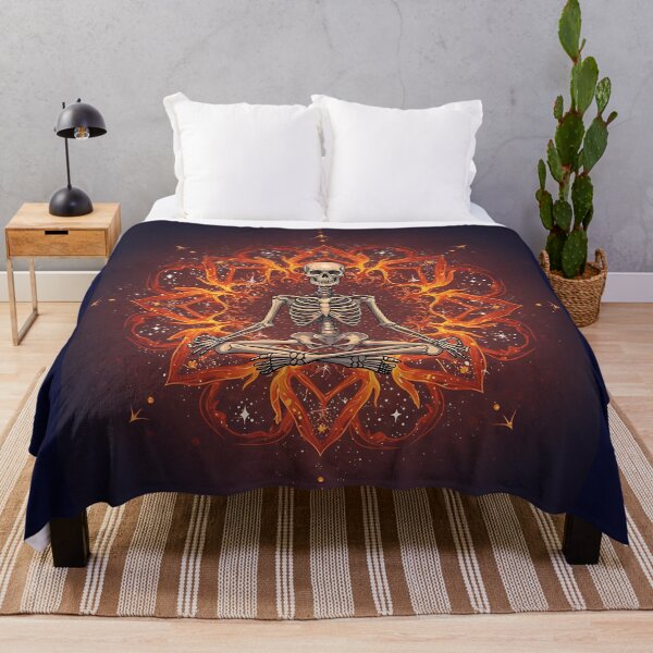 Item preview, Flaming Mandala with Meditating Skeleton designed and sold by Itsheartshop.