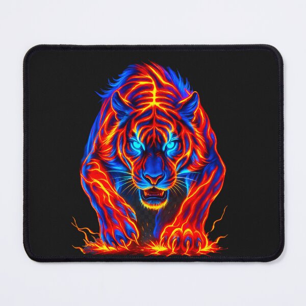 Item preview, Magical fractal tiger in neon flames designed and sold by LoneAngel.