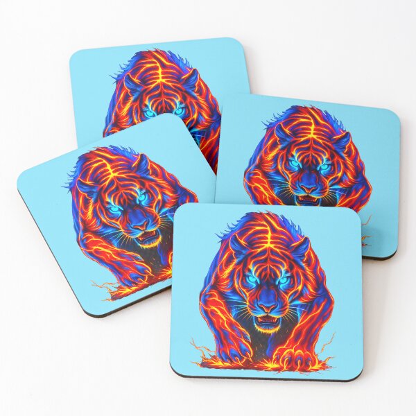 Item preview, Magical fractal tiger in neon flames designed and sold by LoneAngel.