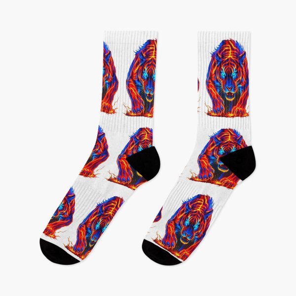 Item preview, Magical fractal tiger in neon flames designed and sold by LoneAngel.