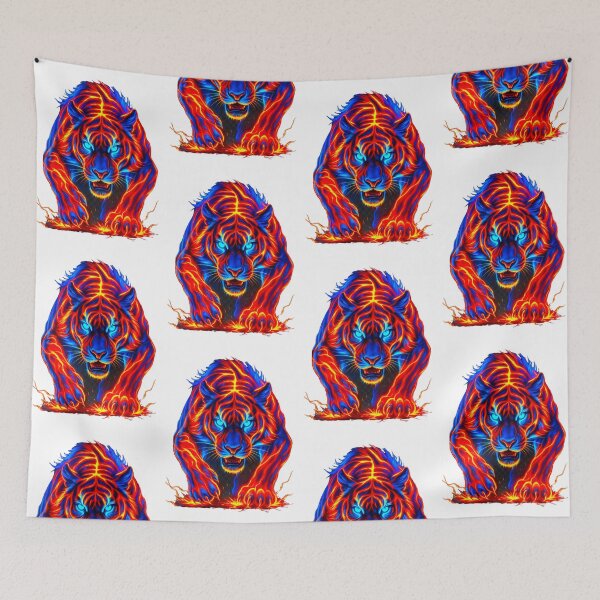 Item preview, Magical fractal tiger in neon flames designed and sold by LoneAngel.