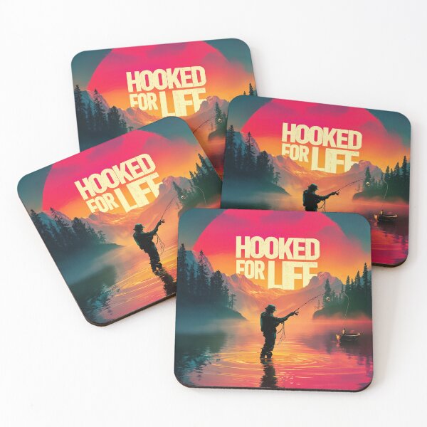 Item preview, Hooked for Life – Retro Sunset Fishing Design designed and sold by VisionaryVeils.