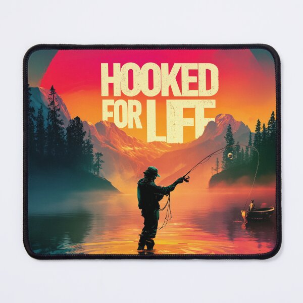 Item preview, Hooked for Life – Retro Sunset Fishing Design designed and sold by VisionaryVeils.