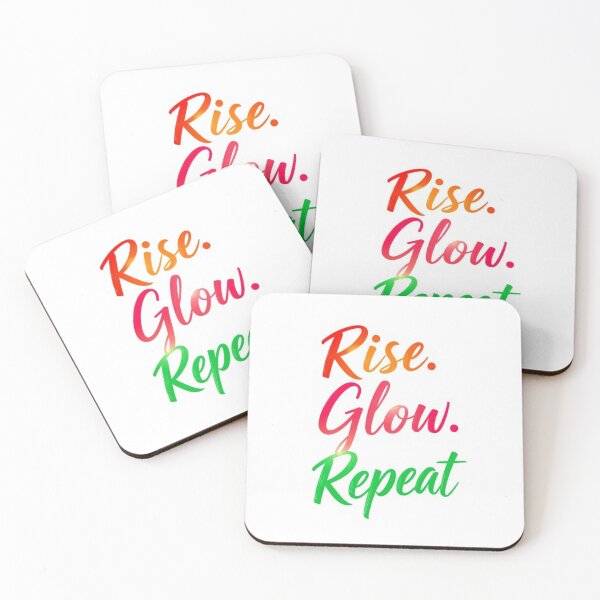 Item preview, Rayonne et recommence – Mantra positif en style moderne. Rise. Glow. Repeat. – Motivational Quote in Colorful Style designed and sold by Drawingshirts.