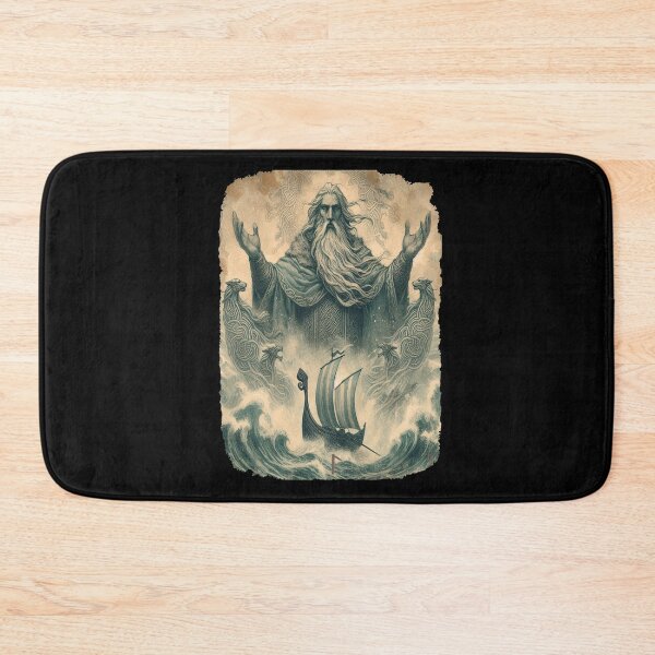 Item preview, Njörðr: Norse God of the Sea Norse God Mythology T-Shirt Viking Deity Art Ancient Power & Symbol horror swords and shields and runes, classic t-shit designed and sold by blackdoggdesign.