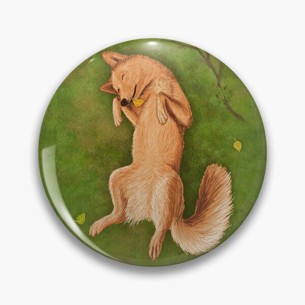 Item preview, Finnish spitz sleeping on the lawn with autumn leaves designed and sold by MarisG.