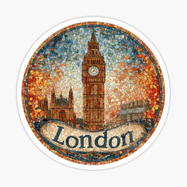 Item preview, Mosaic Big Ben under a Warm Sky designed and sold by Blanket Ink.