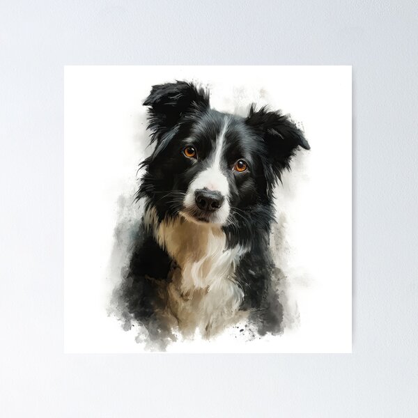 Item preview, Loyal Gaze – Realistic Border Collie Watercolor Portrait designed and sold by newnomads-art.