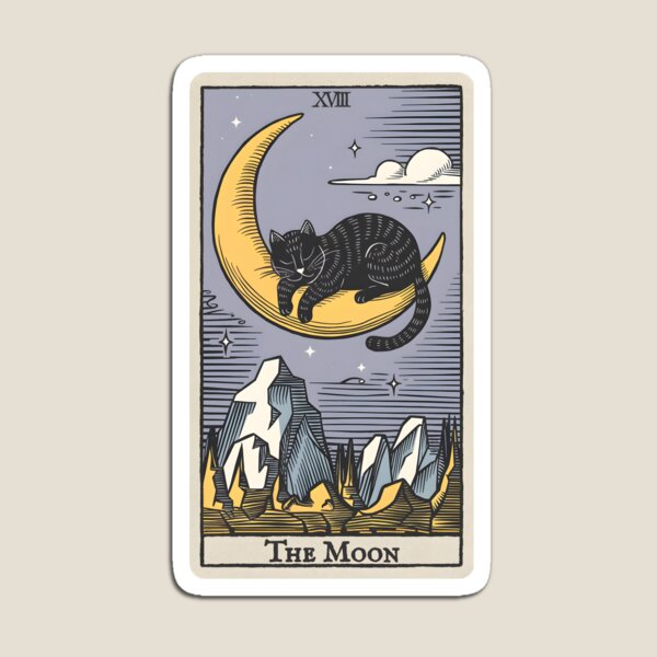 Item preview, The Moon Vintage Cat Tarot Card designed and sold by TheOldMitten.