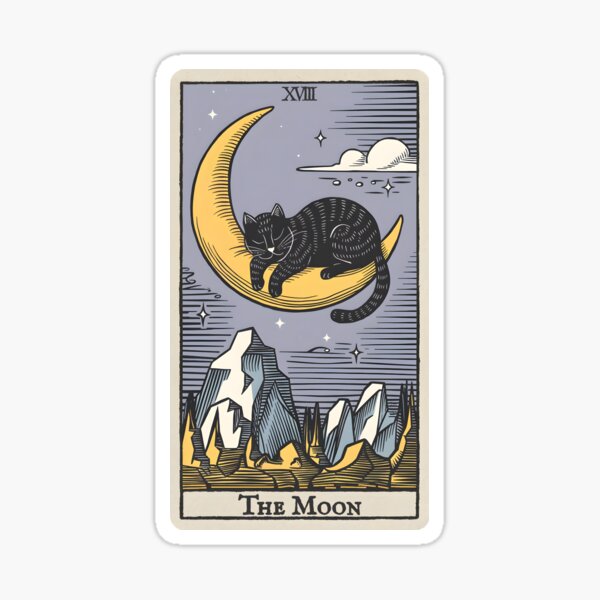 Artikel-Vorschau von Die Mond-Vintage-Katzen-Tarotkarte, designt und verkauft von TheOldMitten.
