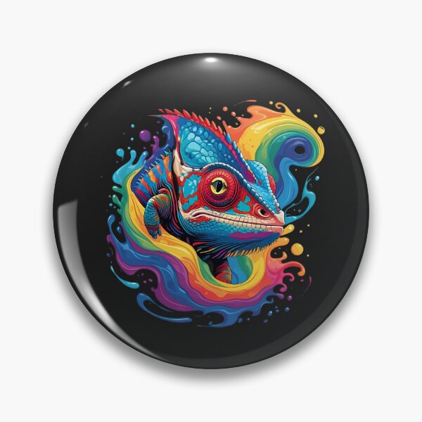 Artikelvorschau, Chamäleon-Farbchaos – Regenbogen-Farbspritzer-Reptilienkunst entworfen und verkauft von ColorSplash123.
