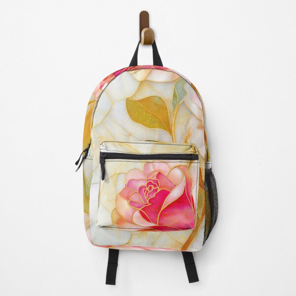 Item preview, Pink roses stained glass style art designed and sold by MargaretWiktor.