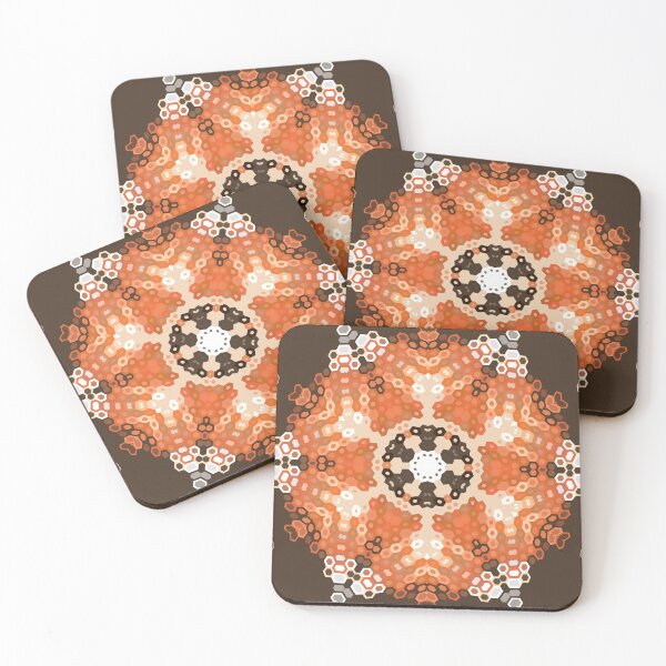Item preview, Hex Mandala Orange White and Brown designed and sold by WormholeOrbital.