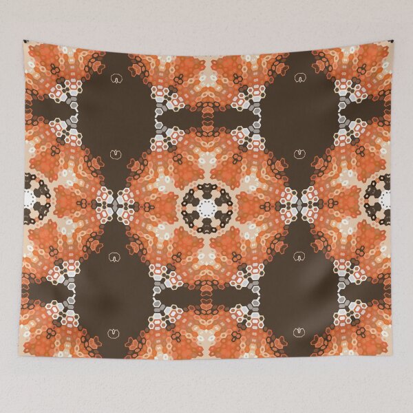 Item preview, Hex Mandala Orange White and Brown designed and sold by WormholeOrbital.