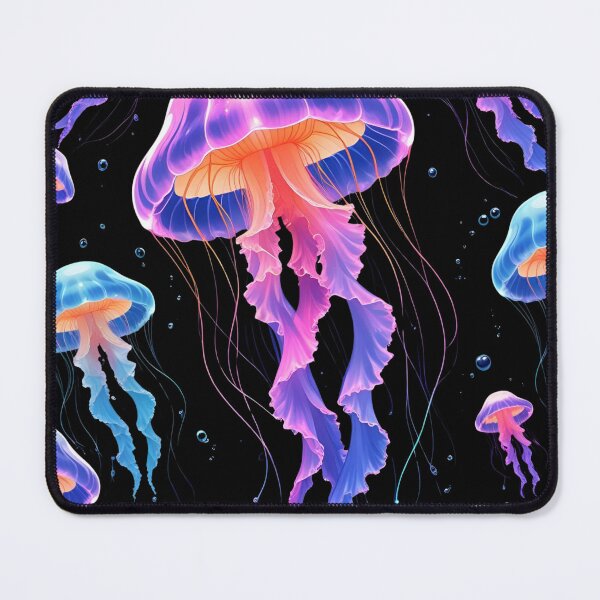Item preview, Neon Jellyfish Bloom – Glowing Jellyfish with Fluorescent Paint Splash designed and sold by ColorSplash123.