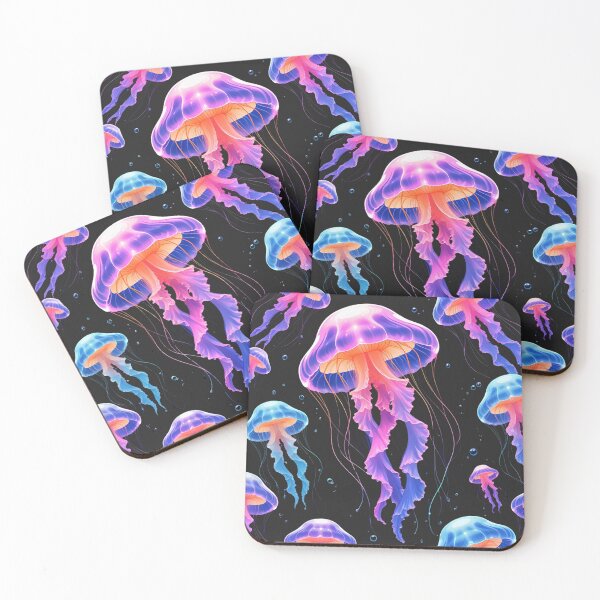 Item preview, Neon Jellyfish Bloom – Glowing Jellyfish with Fluorescent Paint Splash designed and sold by ColorSplash123.