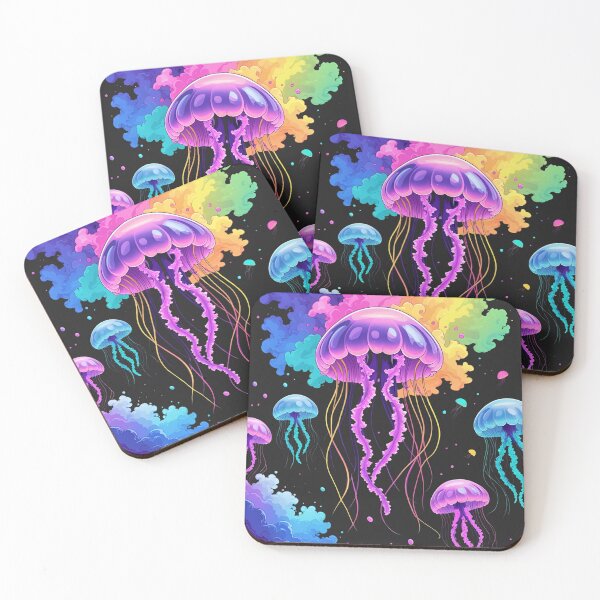 Item preview, Neon Jellyfish Bloom – Glowing Jellyfish with Fluorescent Paint Splash designed and sold by ColorSplash123.