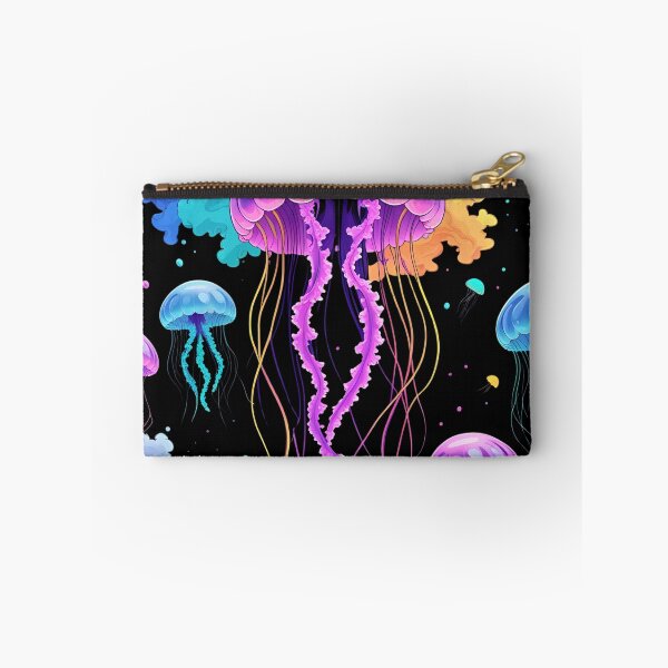 Item preview, Neon Jellyfish Bloom – Glowing Jellyfish with Fluorescent Paint Splash designed and sold by ColorSplash123.