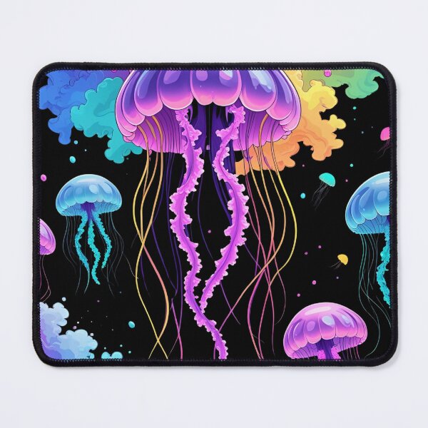 Item preview, Neon Jellyfish Bloom – Glowing Jellyfish with Fluorescent Paint Splash designed and sold by ColorSplash123.