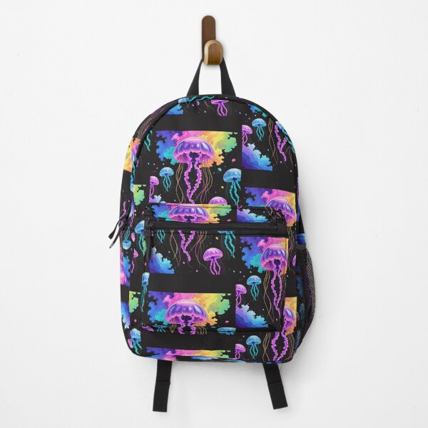 Item preview, Neon Jellyfish Bloom – Glowing Jellyfish with Fluorescent Paint Splash designed and sold by ColorSplash123.