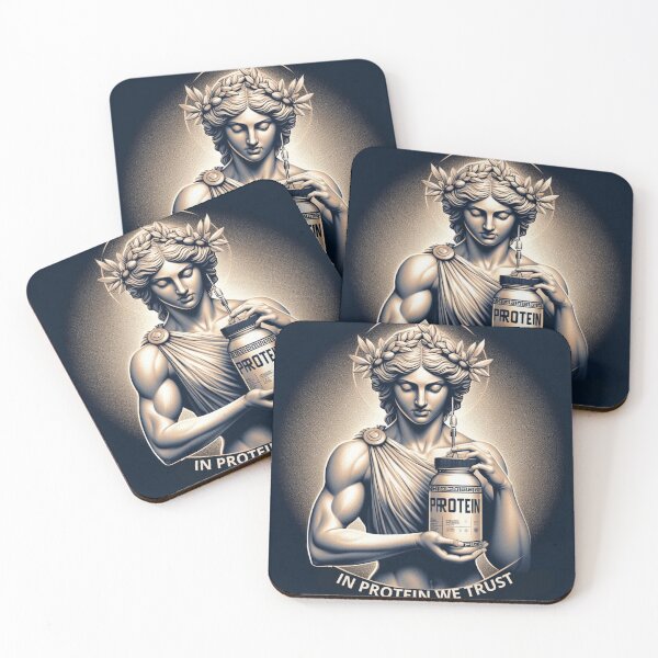 Item preview, In Protein We Trust - female Greek cartoon statue version designed and sold by desAIgns by Rosa.