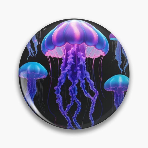 Item preview, Neon Jellyfish Bloom – Glowing Jellyfish with Fluorescent Paint Splash designed and sold by ColorSplash123.