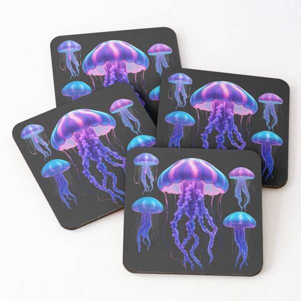 Item preview, Neon Jellyfish Bloom – Glowing Jellyfish with Fluorescent Paint Splash designed and sold by ColorSplash123.