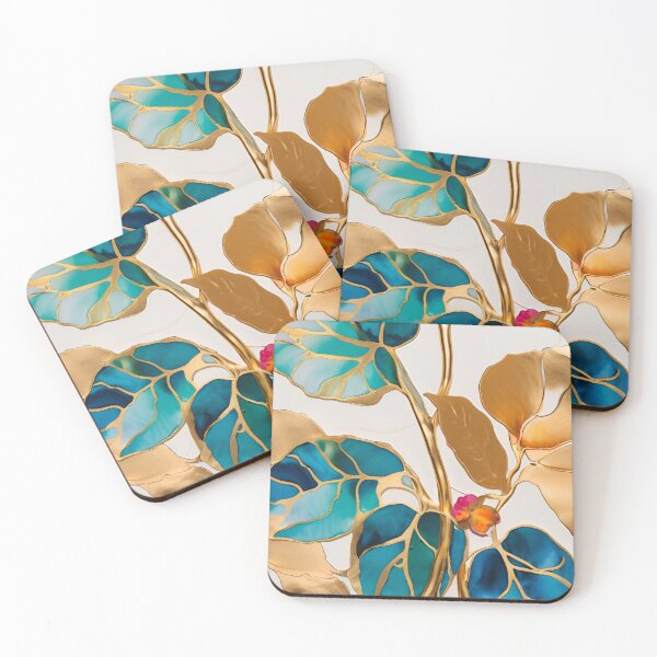 Item preview,  Colorful flower texture,  blue purple gold pattern, leaf pattern,  abstracitive designed and sold by KolorellaS.
