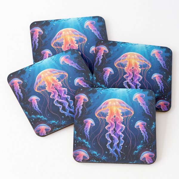 Item preview, Neon Jellyfish Bloom – Glowing Jellyfish with Fluorescent Paint Splash designed and sold by ColorSplash123.