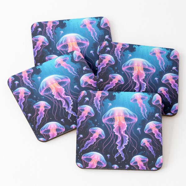 Item preview, Neon Jellyfish Bloom – Glowing Jellyfish with Fluorescent Paint Splash designed and sold by ColorSplash123.