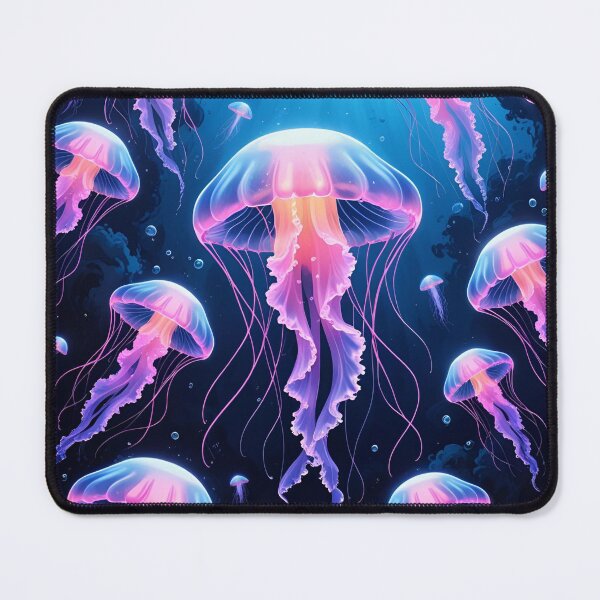 Item preview, Neon Jellyfish Bloom – Glowing Jellyfish with Fluorescent Paint Splash designed and sold by ColorSplash123.
