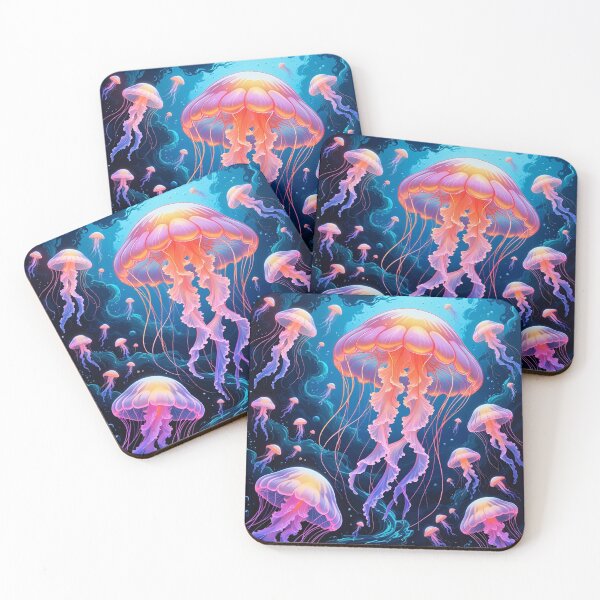 Item preview, Neon Jellyfish Bloom – Glowing Jellyfish with Fluorescent Paint Splash designed and sold by ColorSplash123.