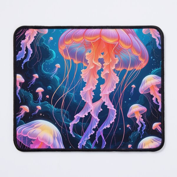 Item preview, Neon Jellyfish Bloom – Glowing Jellyfish with Fluorescent Paint Splash designed and sold by ColorSplash123.