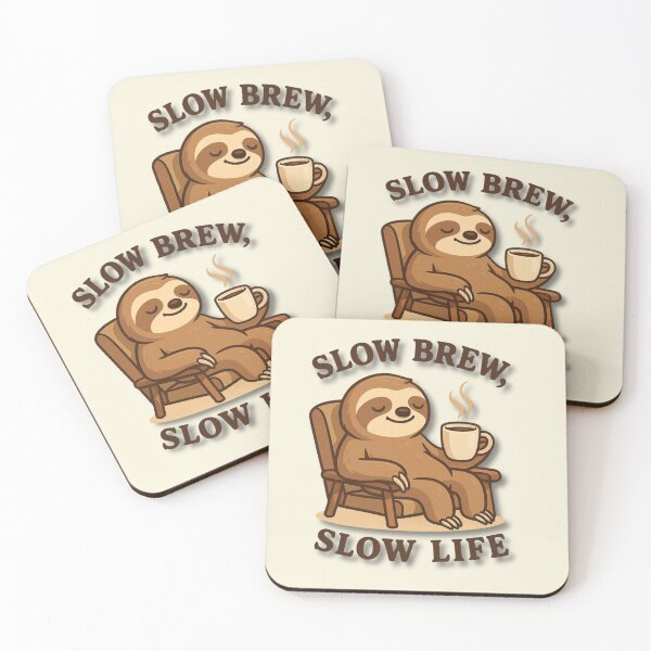 Artikelvorschau, Slow Brew Slow Life Faultier Kaffeeliebhaber Lustiges Design entworfen und verkauft von konthai.familyart.