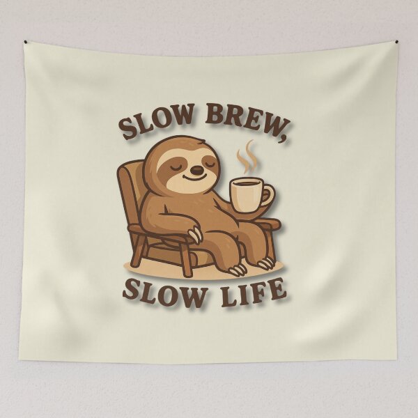 Artikelvorschau, Slow Brew Slow Life Faultier Kaffeeliebhaber Lustiges Design entworfen und verkauft von konthai.familyart.