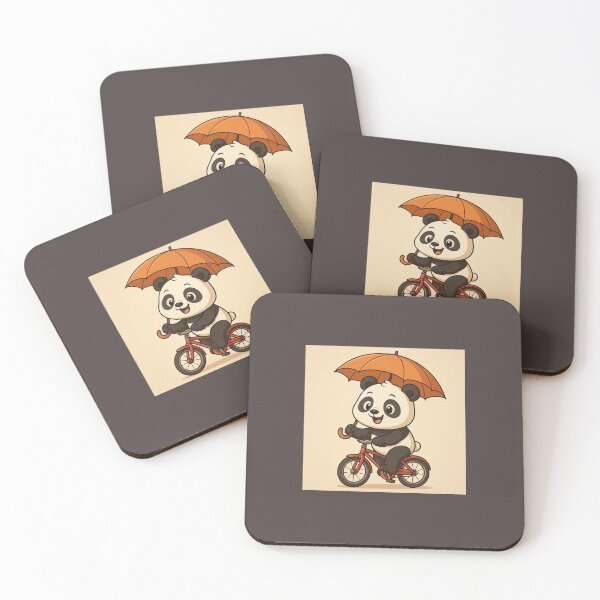 Item preview, Cartoon panda riding cycle with umbrella  designed and sold by Chirayu1111.