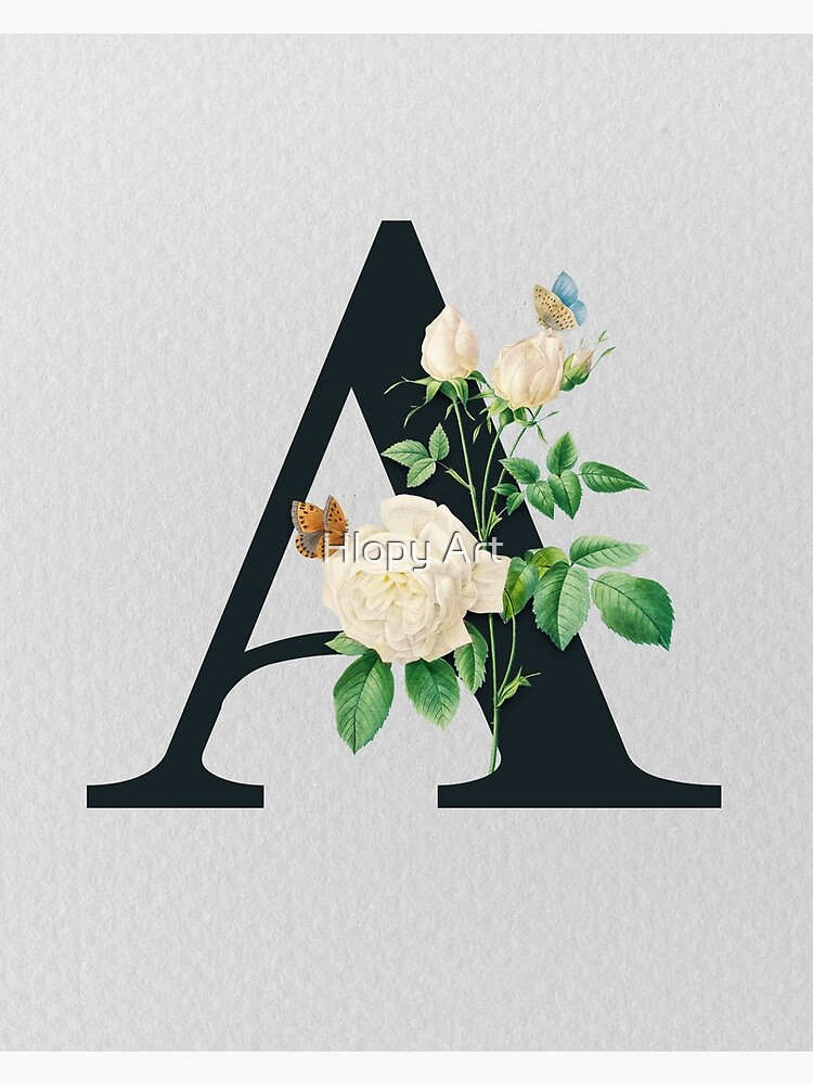 Letter F Botanical Flowers . Initial Wedding Monogram Font Logo