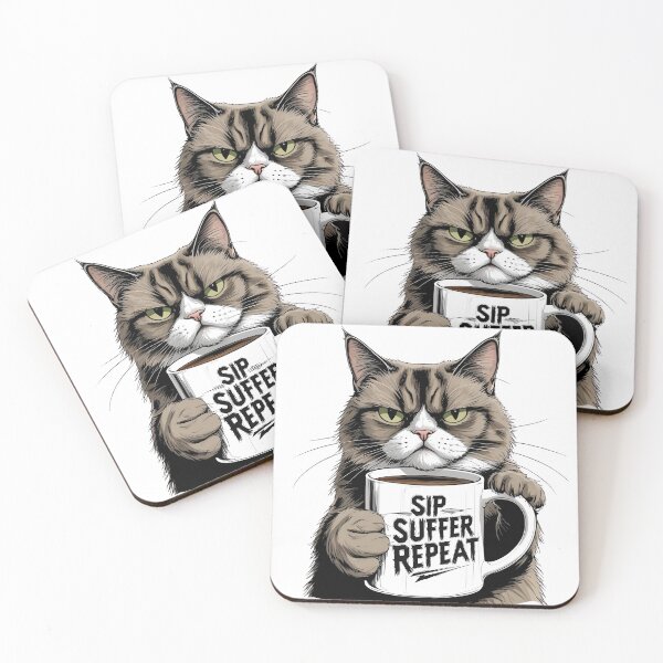 Item preview, Sip Suffer Repeat Cat Design designed and sold by SanityOverboard.